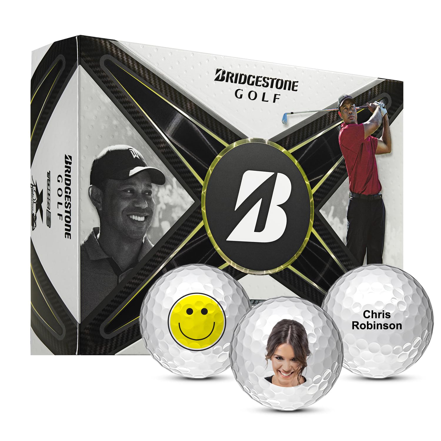 Bridgestone Tour B X Tiger Woods Edition Custom Golf Balls - Personalized Design or Logo Imprint (Set of 12)
| Bridgest